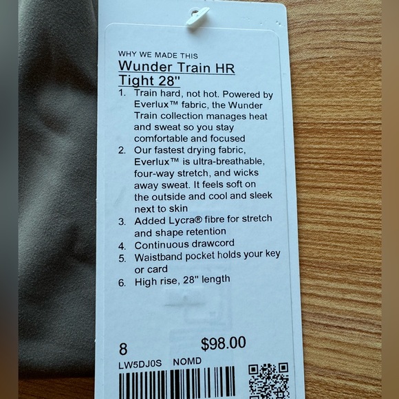 Lululemon Wunder Train HR Tight 28” Size: 8 - Picture 6 of 6